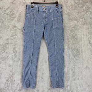 True Religion Jeans Womens 27 Blue White Audrey Carpenter Slim Stripe Made USA